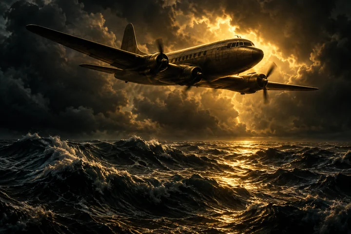 Conceptual illustration for D.B. Cooper & the Bermuda Triangle